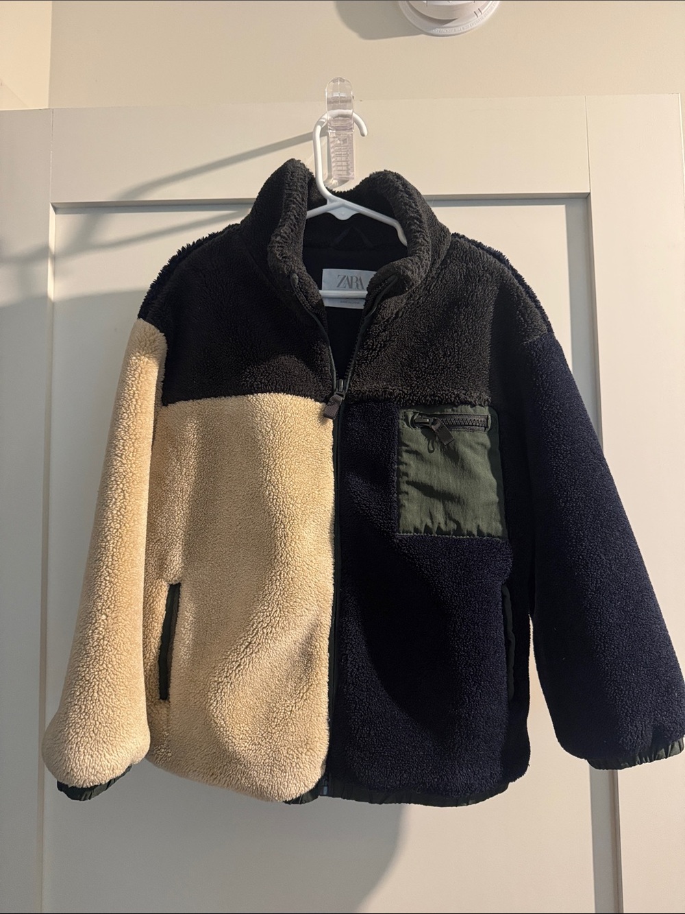 Zara Colorblock Sherpa Fleece Jacket